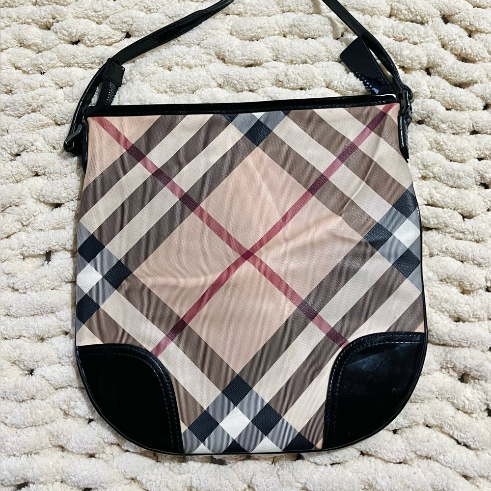 BURBERRY Dryden Supernova Check Coated Patent Leather Shoulder Crossbody Bag - Picture 10 of 15